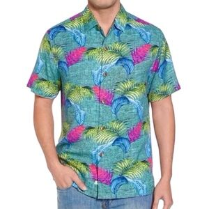 TOMMY BAHAMA BOCA BOUQUET FLORAL SHORT SLEEVED 100% SILK CAMP SHIRT